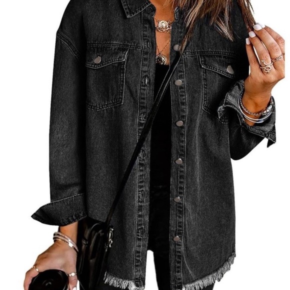zeagoo Jackets & Blazers - NWT Zeagoo Charcoal Button-Up Denim Jacket